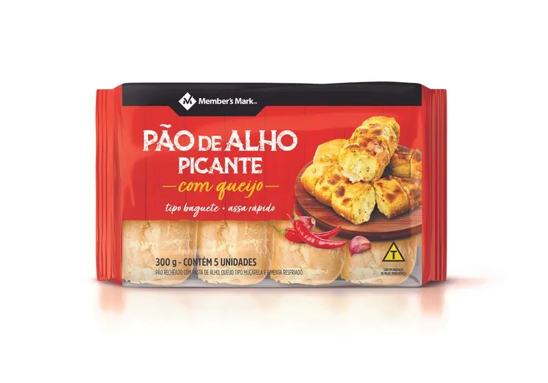 Embalagem do Pão de Alho Picante com Queijo Member’s Mark Sam’s Club