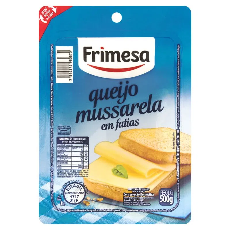 Queijo Mussarela em Fatias Frimesa Cartela 500g
