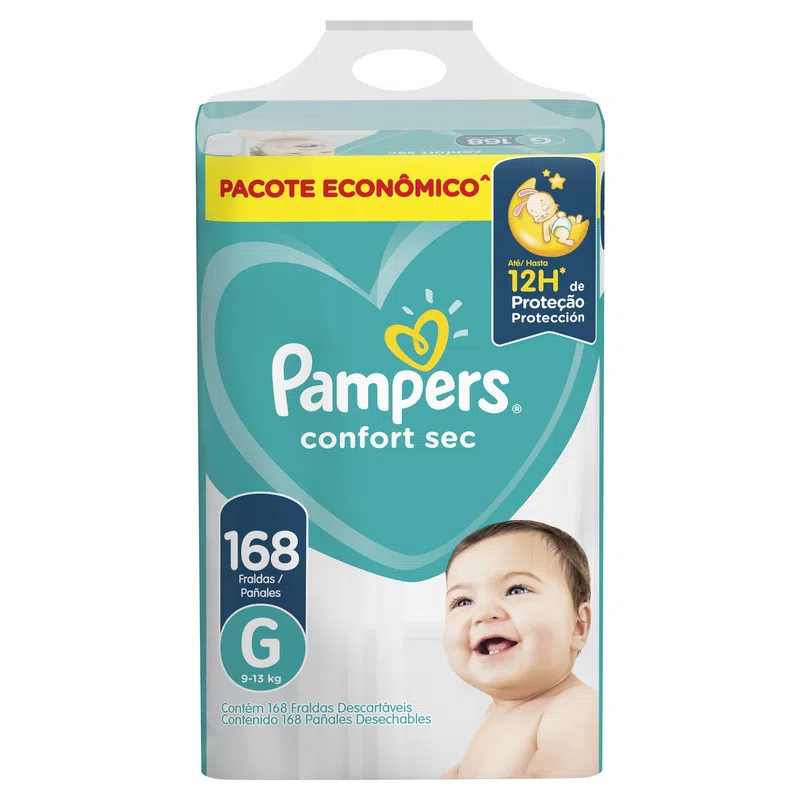 Pacote econômico de fralda Pampers Confort Sec tamanho G com 168 unidades